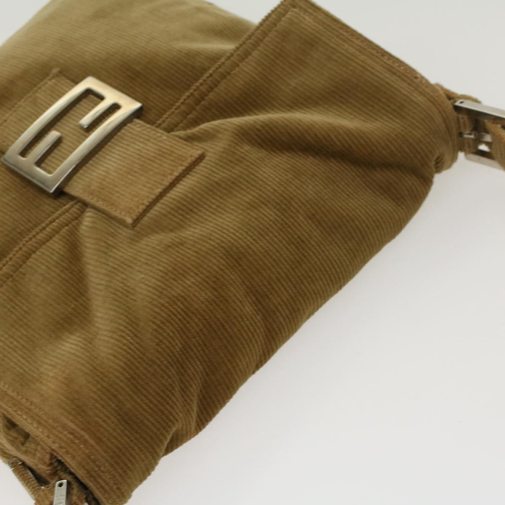 FENDI Mamma Baguette Shoulder Bag Corduroy Khaki ki2956
