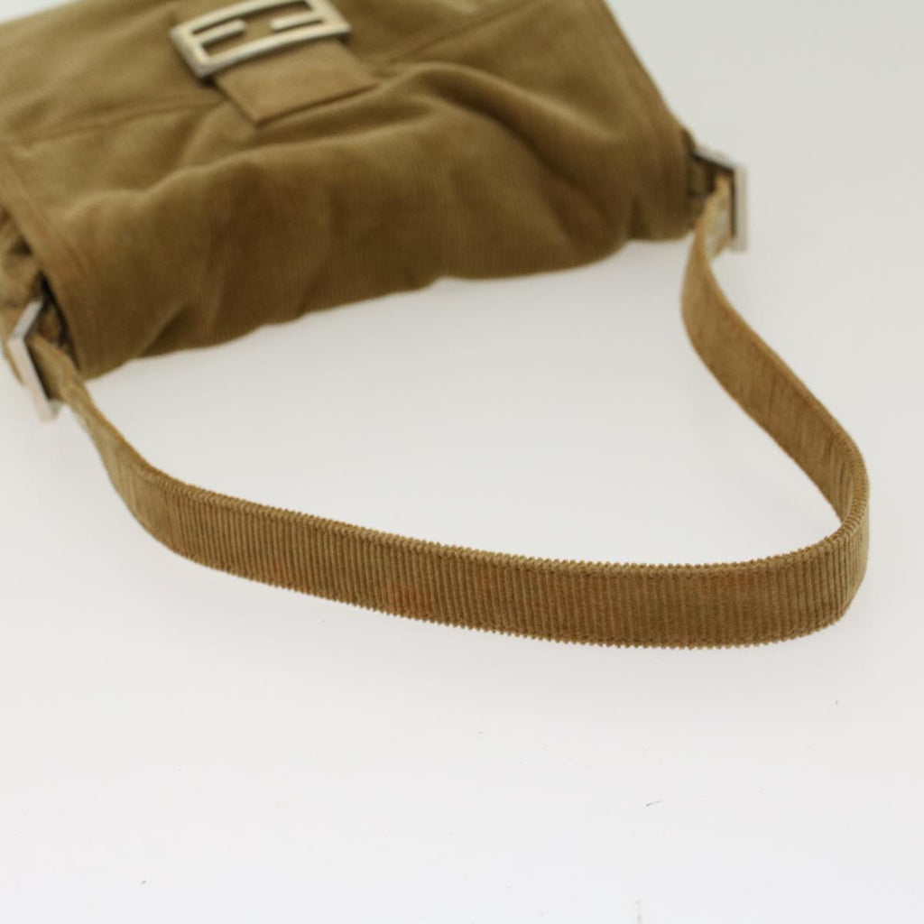 FENDI Mamma Baguette Shoulder Bag Corduroy Khaki ki2956