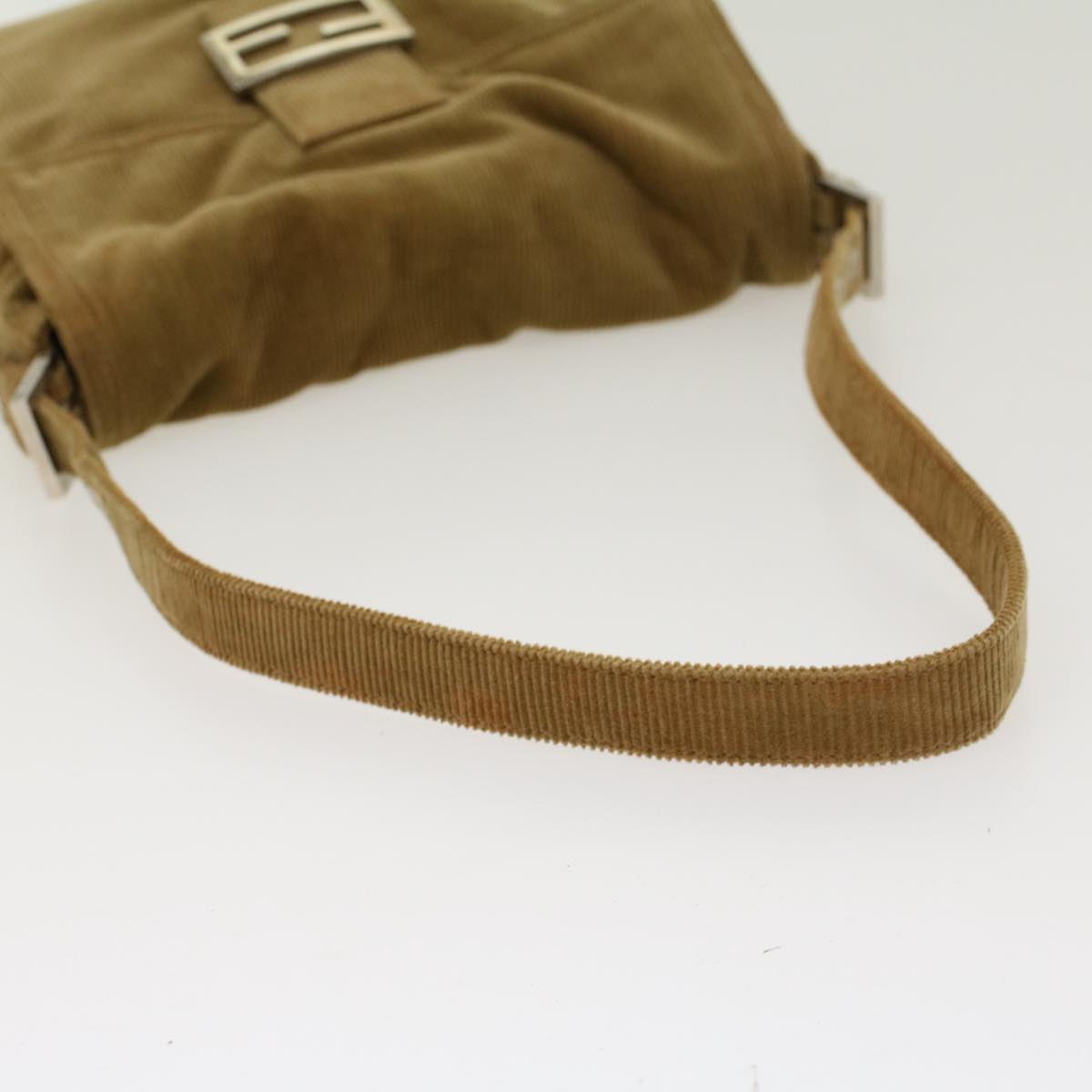 FENDI Mamma Baguette Shoulder Bag Corduroy Khaki ki2956