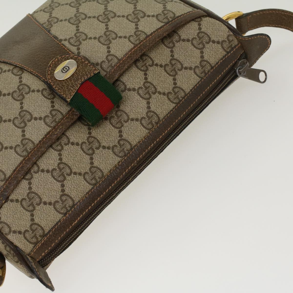 GUCCI GG Canvas Web Sherry Line Shoulder Bag Beige Red 89.02.032 ki2976