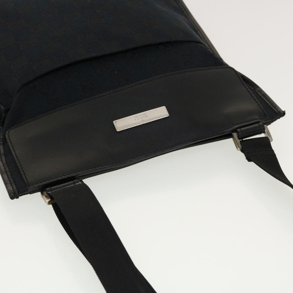 GUCCI GG Canvas Flat Shoulder Bag Black 0348 ki2992