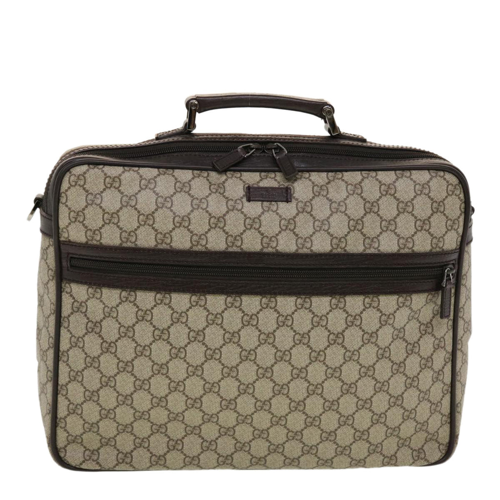 GUCCI GG Canvas Business Bag PVC Leather Beige Dark Brown 145846 ki2995