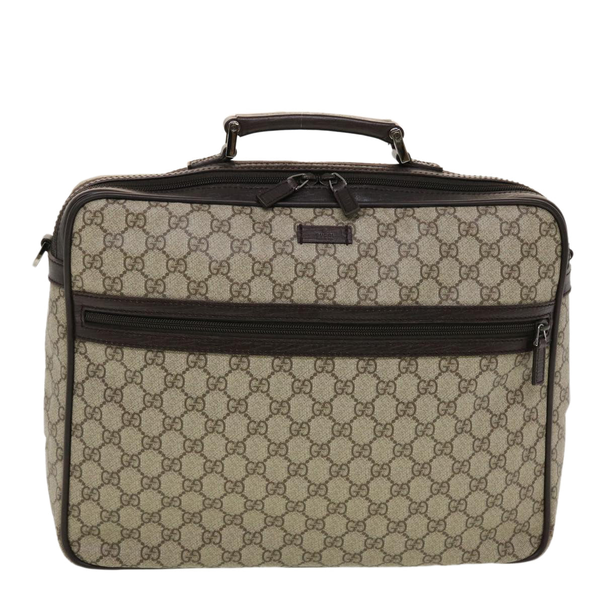 GUCCI GG Canvas Business Bag PVC Leather Beige Dark Brown 145846 ki2995