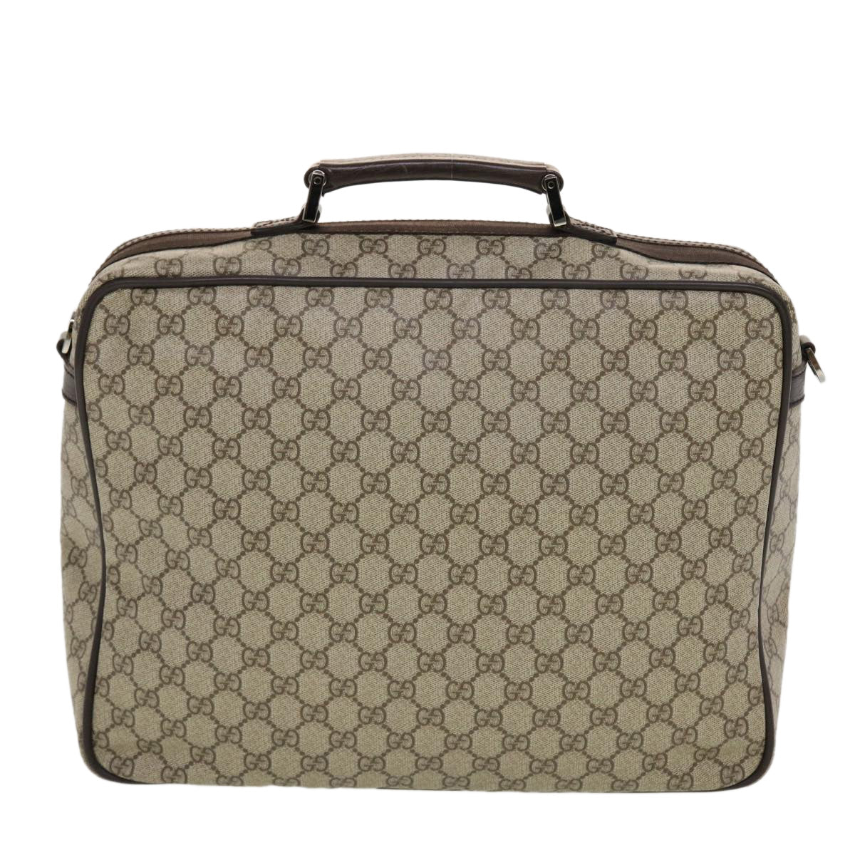 GUCCI GG Canvas Business Bag PVC Leather Beige Dark Brown 145846 ki2995