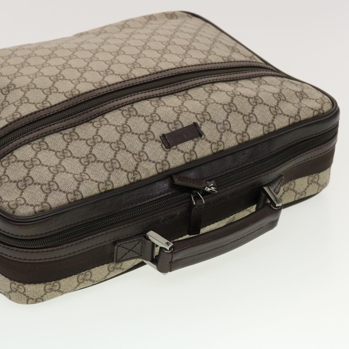GUCCI GG Canvas Business Bag PVC Leather Beige Dark Brown 145846 ki2995