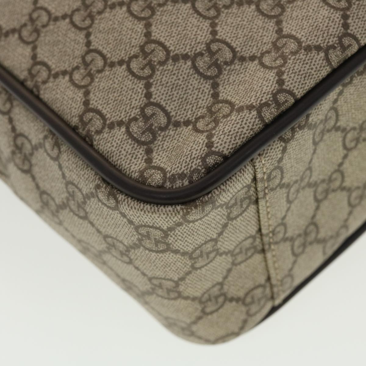 GUCCI GG Canvas Business Bag PVC Leather Beige Dark Brown 145846 ki2995