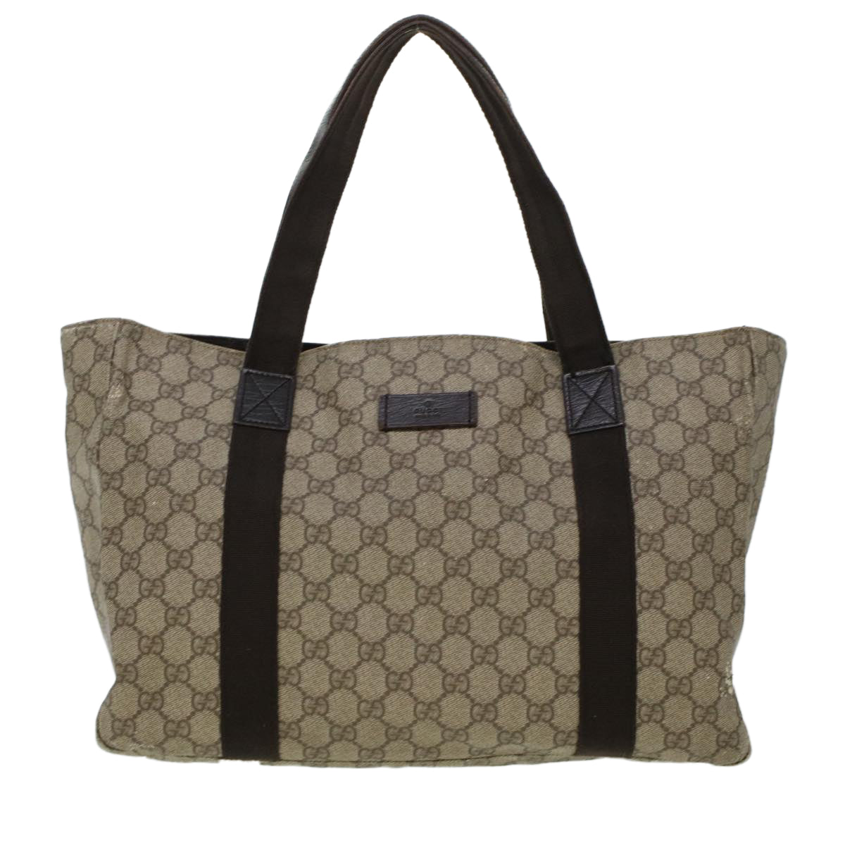GUCCI GG Canvas Tote Bag PVC Leather Beige 141624 ki3005