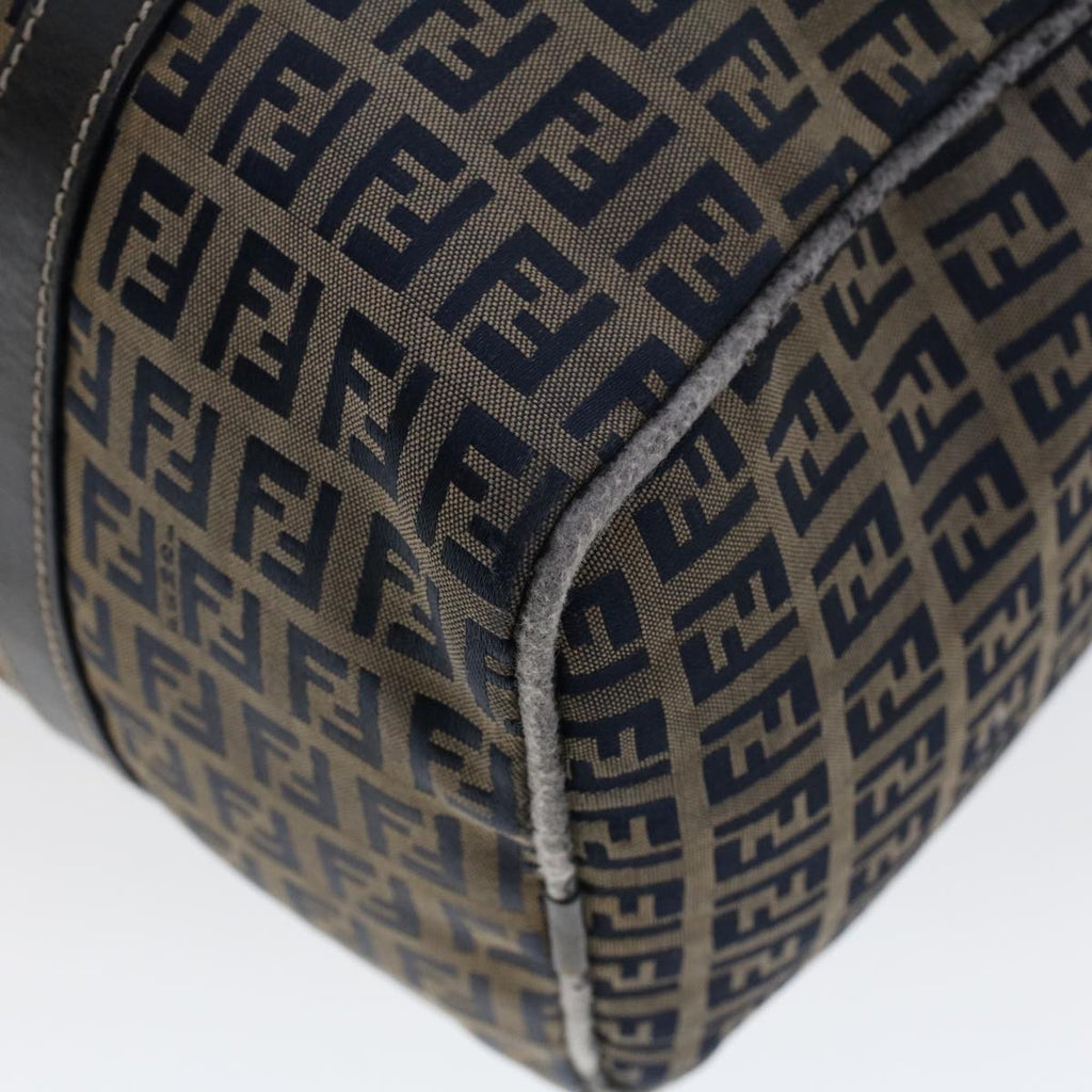 FENDI Zucchino Canvas Hand Bag Leather Navy ki3064