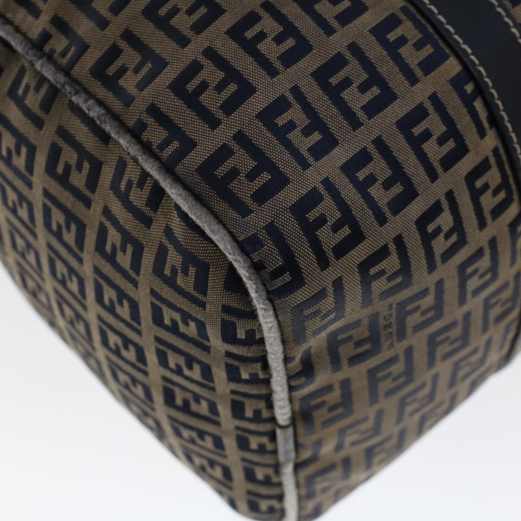 FENDI Zucchino Canvas Hand Bag Leather Navy ki3064