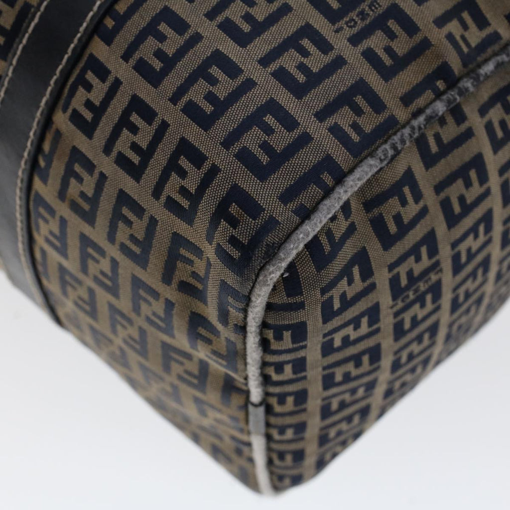 FENDI Zucchino Canvas Hand Bag Leather Navy ki3064