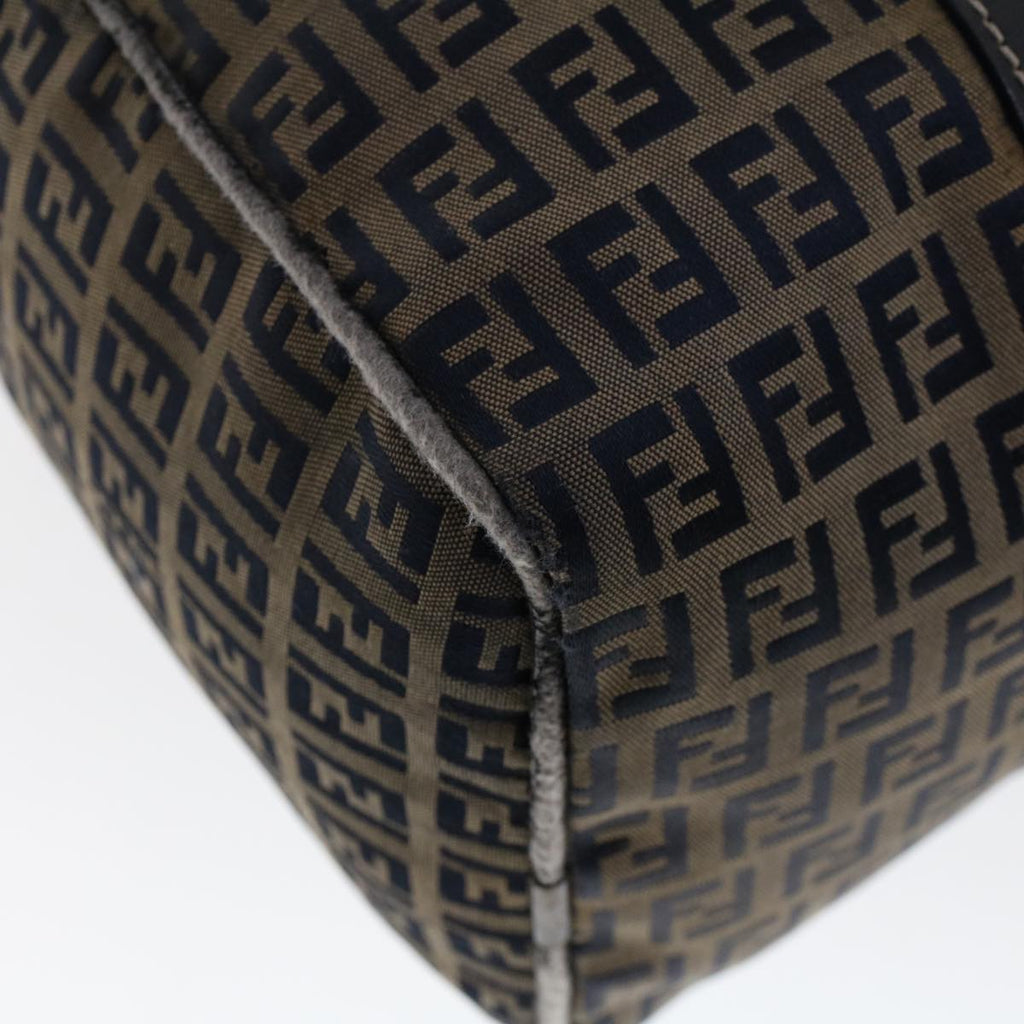 FENDI Zucchino Canvas Hand Bag Leather Navy ki3064