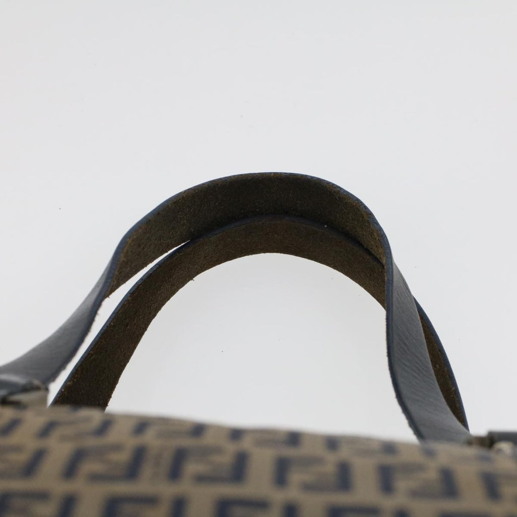 FENDI Zucchino Canvas Hand Bag Leather Navy ki3064