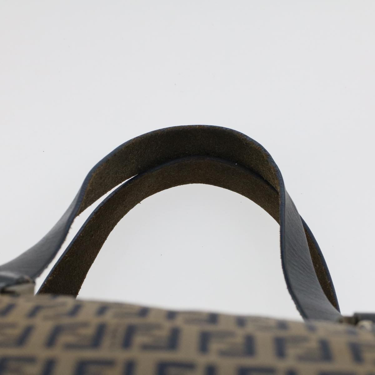 FENDI Zucchino Canvas Hand Bag Leather Navy ki3064