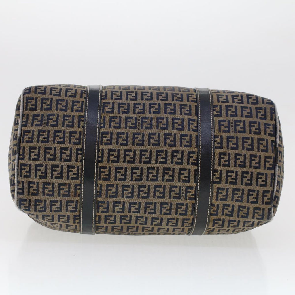 FENDI Zucchino Canvas Hand Bag Leather Navy ki3064