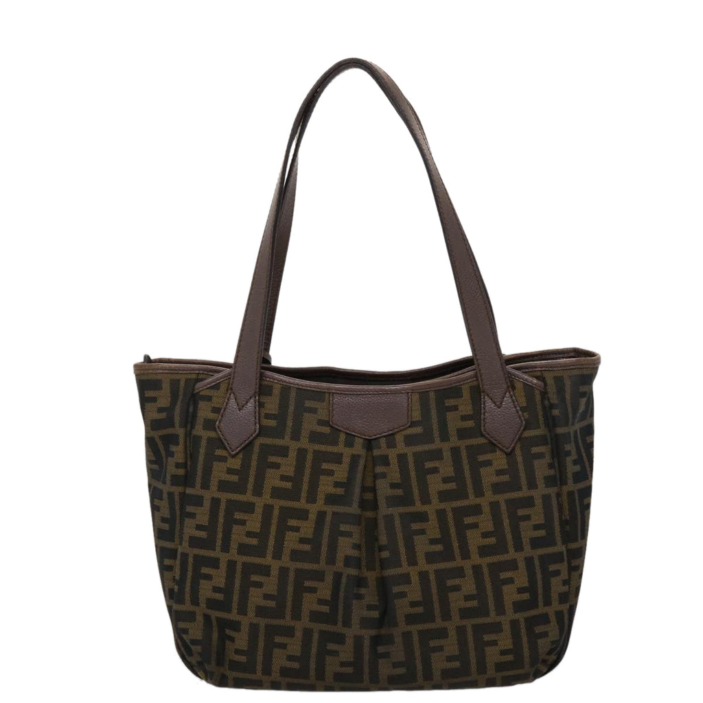 FENDI Zucca Canvas Tote Bag Black Brown ki3076