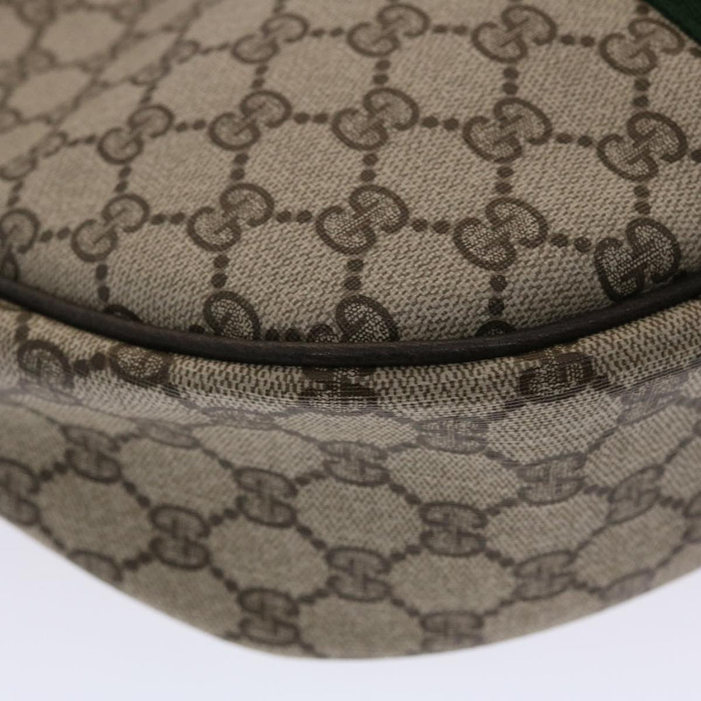 GUCCI GG Canvas Web Sherry Line Shoulder Bag PVC Leather Beige Green ki3157