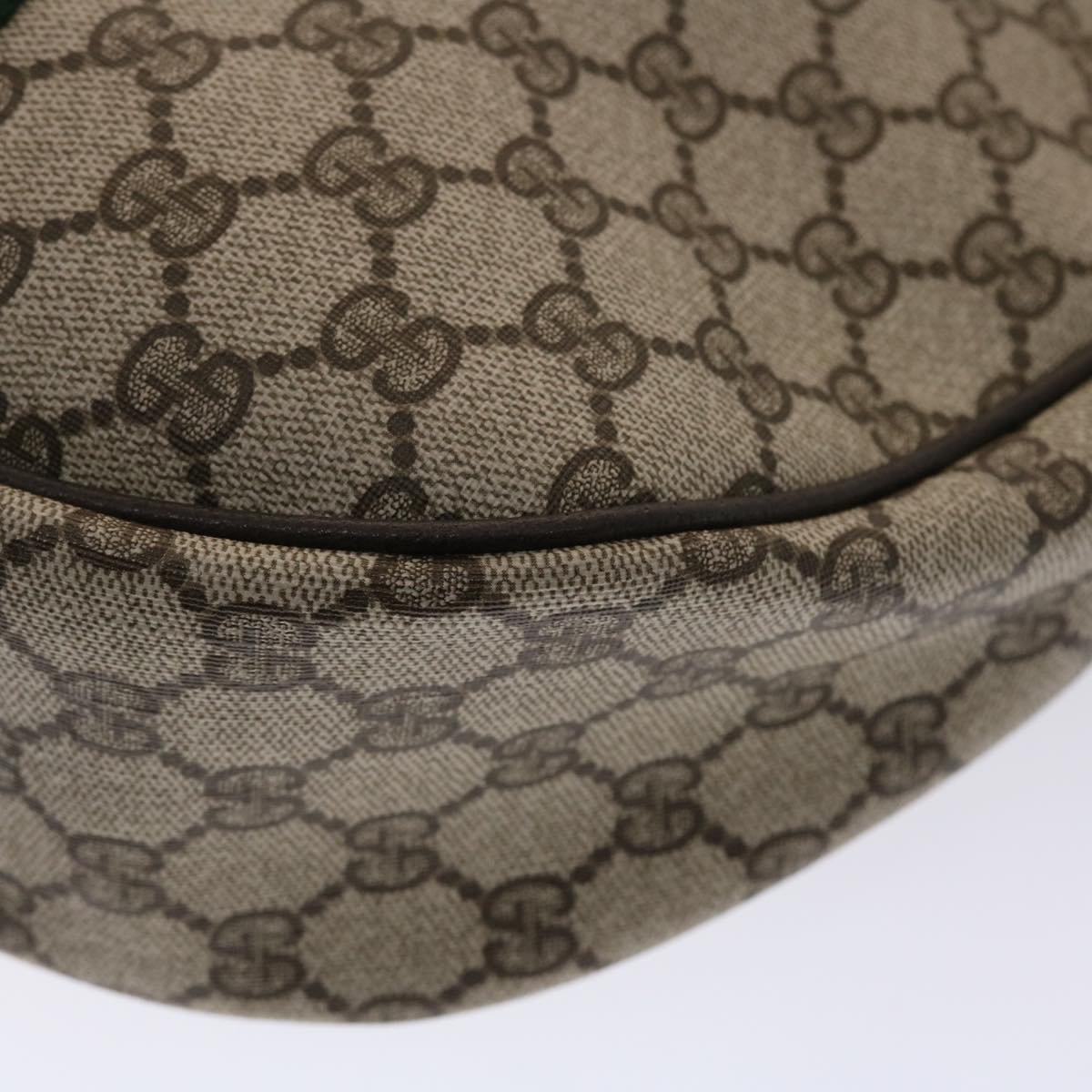 GUCCI GG Canvas Web Sherry Line Shoulder Bag PVC Leather Beige Green ki3157