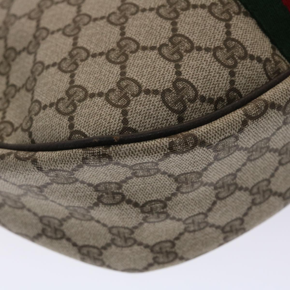 GUCCI GG Canvas Web Sherry Line Shoulder Bag PVC Leather Beige Green ki3157