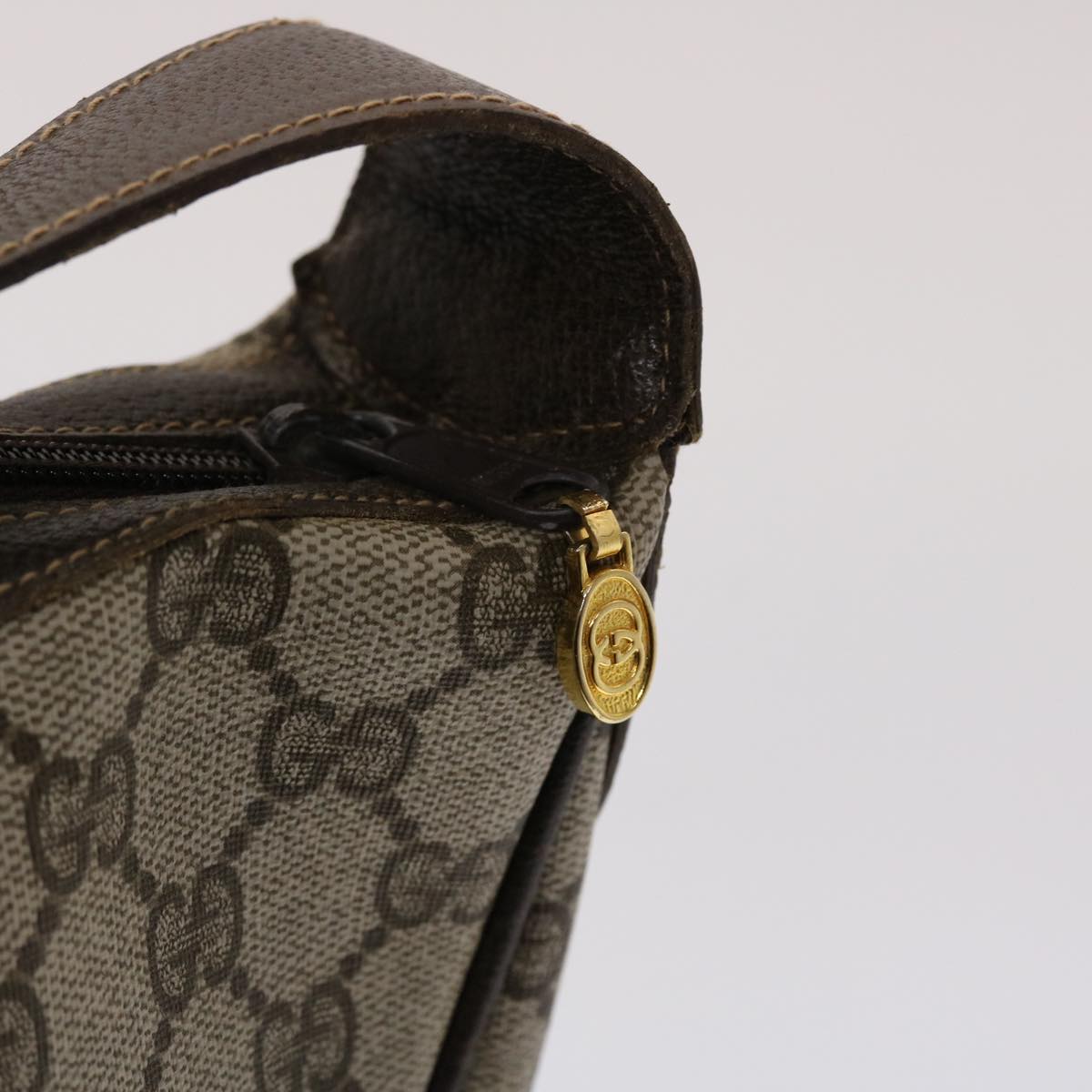 GUCCI GG Canvas Web Sherry Line Shoulder Bag PVC Leather Beige Green ki3157