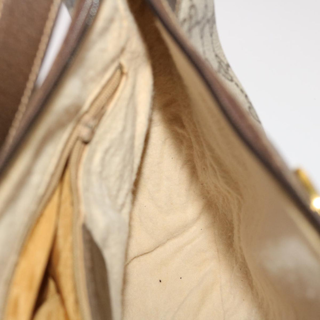 GUCCI GG Canvas Web Sherry Line Shoulder Bag PVC Leather Beige Green ki3157