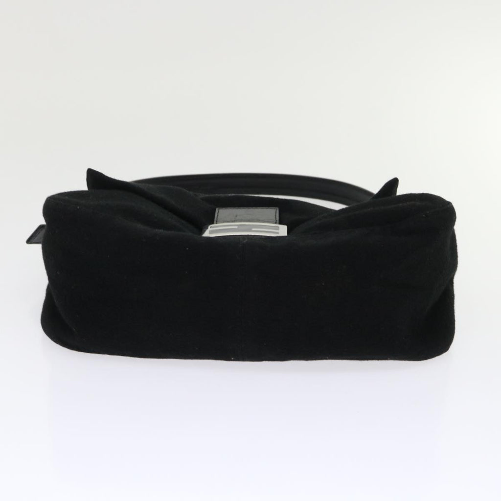 FENDI Mamma Baguette Shoulder Bag Wool Leather Black 2348 26325 093 ki3163