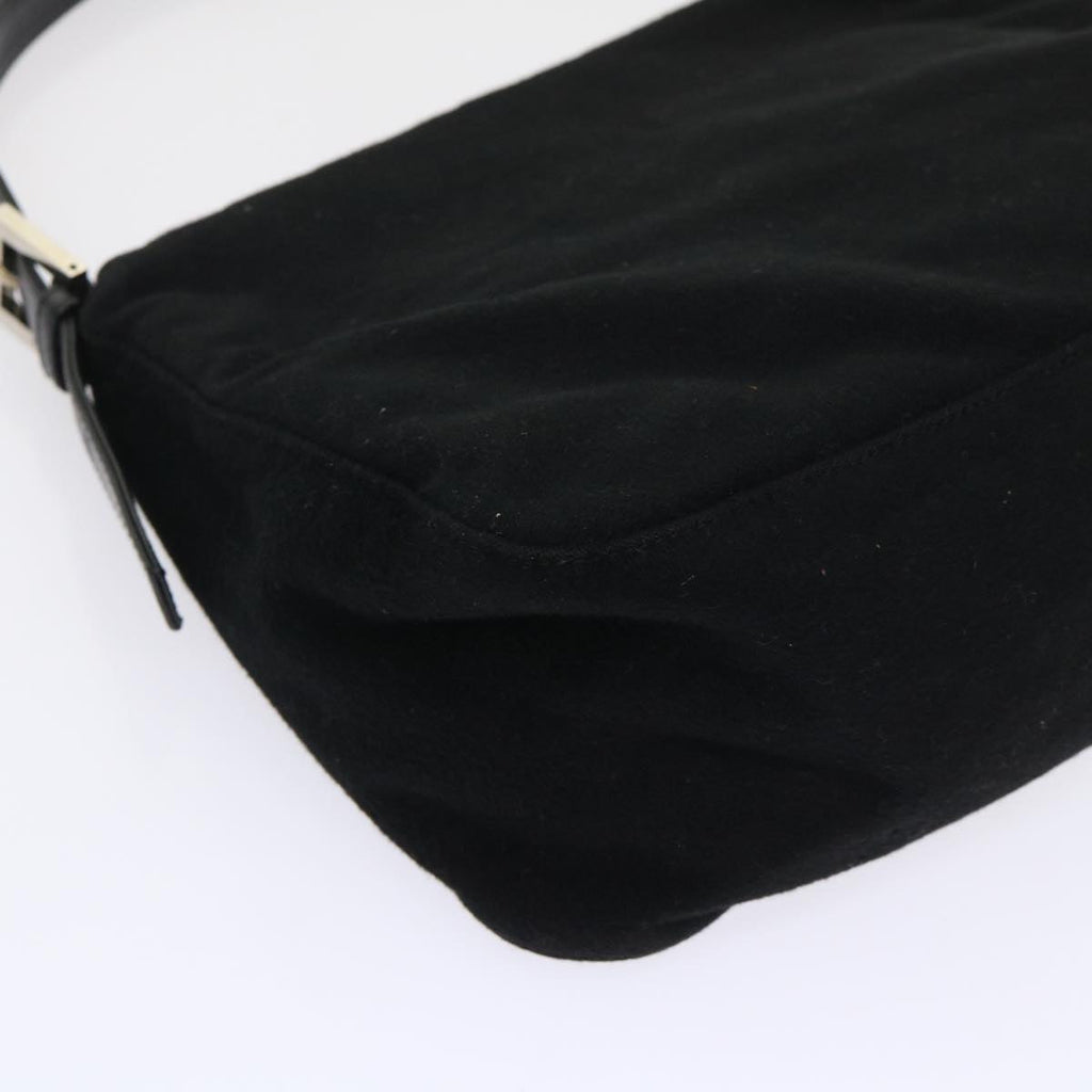 FENDI Mamma Baguette Shoulder Bag Wool Leather Black 2348 26325 093 ki3163
