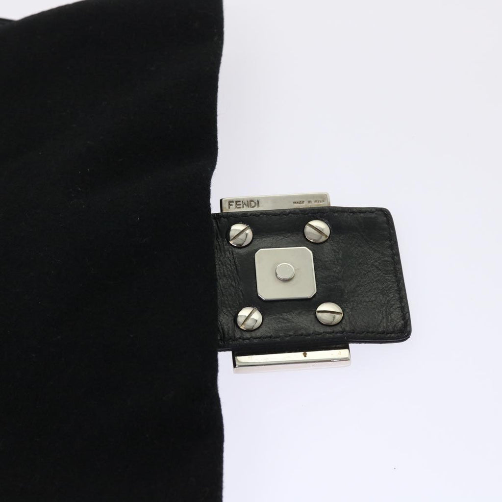 FENDI Mamma Baguette Shoulder Bag Wool Leather Black 2348 26325 093 ki3163
