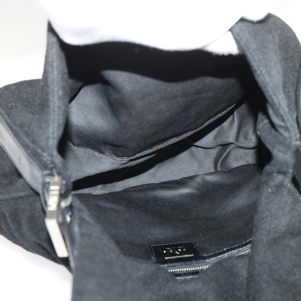 FENDI Mamma Baguette Shoulder Bag Wool Leather Black 2348 26325 093 ki3163