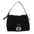FENDI Mamma Baguette Shoulder Bag Wool Leather Black 2348 26325 093 ki3163
