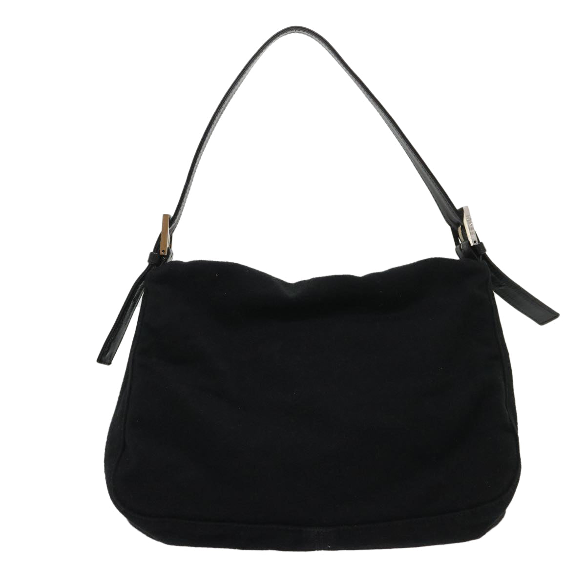 FENDI Mamma Baguette Shoulder Bag Wool Leather Black 2348 26325 093 ki3163