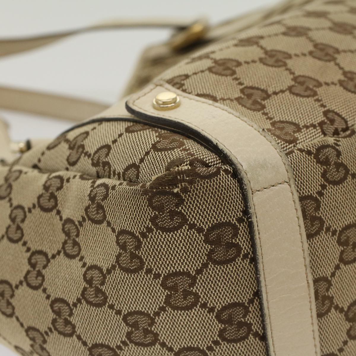GUCCI GG Canvas Abbey Tote Bag Leather Beige 130736 ki3249