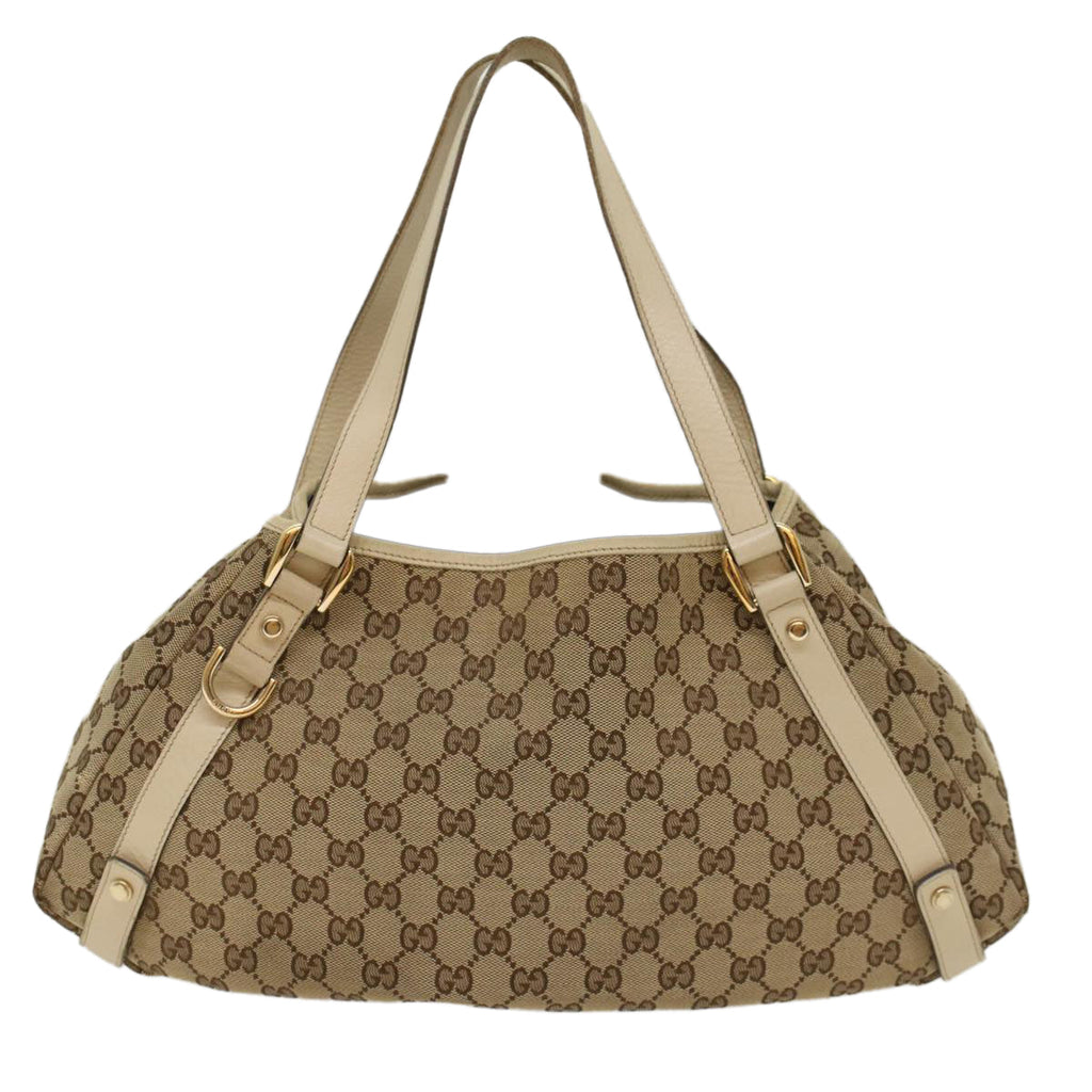 GUCCI GG Canvas Abbey Tote Bag Leather Beige 130736 ki3249