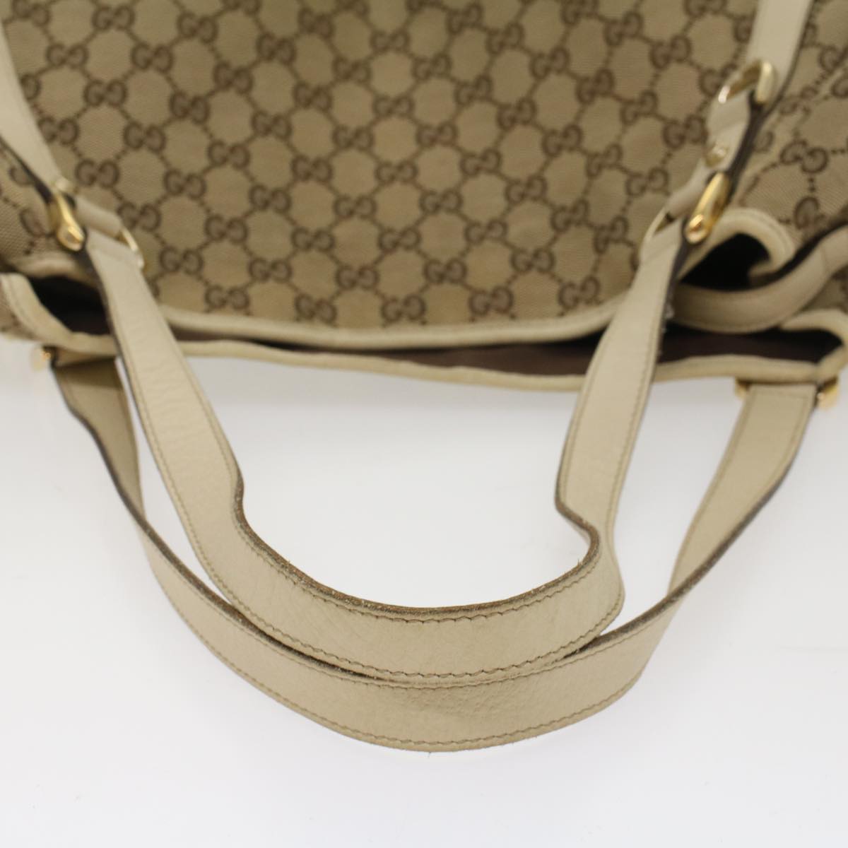 GUCCI GG Canvas Abbey Tote Bag Leather Beige 130736 ki3249