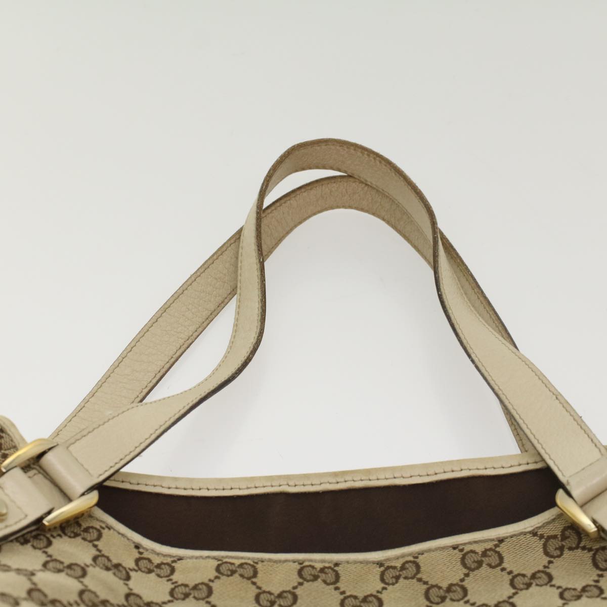 GUCCI GG Canvas Abbey Tote Bag Leather Beige 130736 ki3249