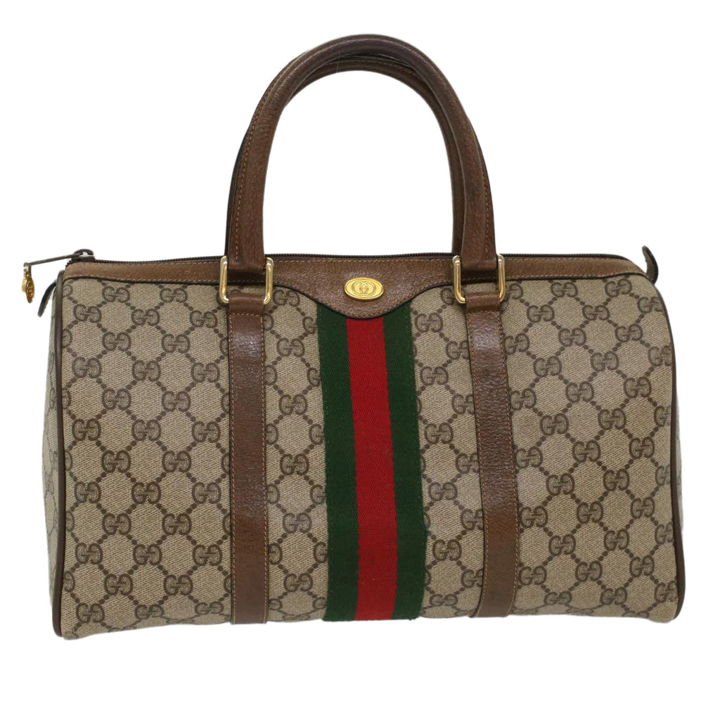 GUCCI GG Canvas Web Sherry Line Hand Bag Beige Red Green 012.3842.58 ki3250