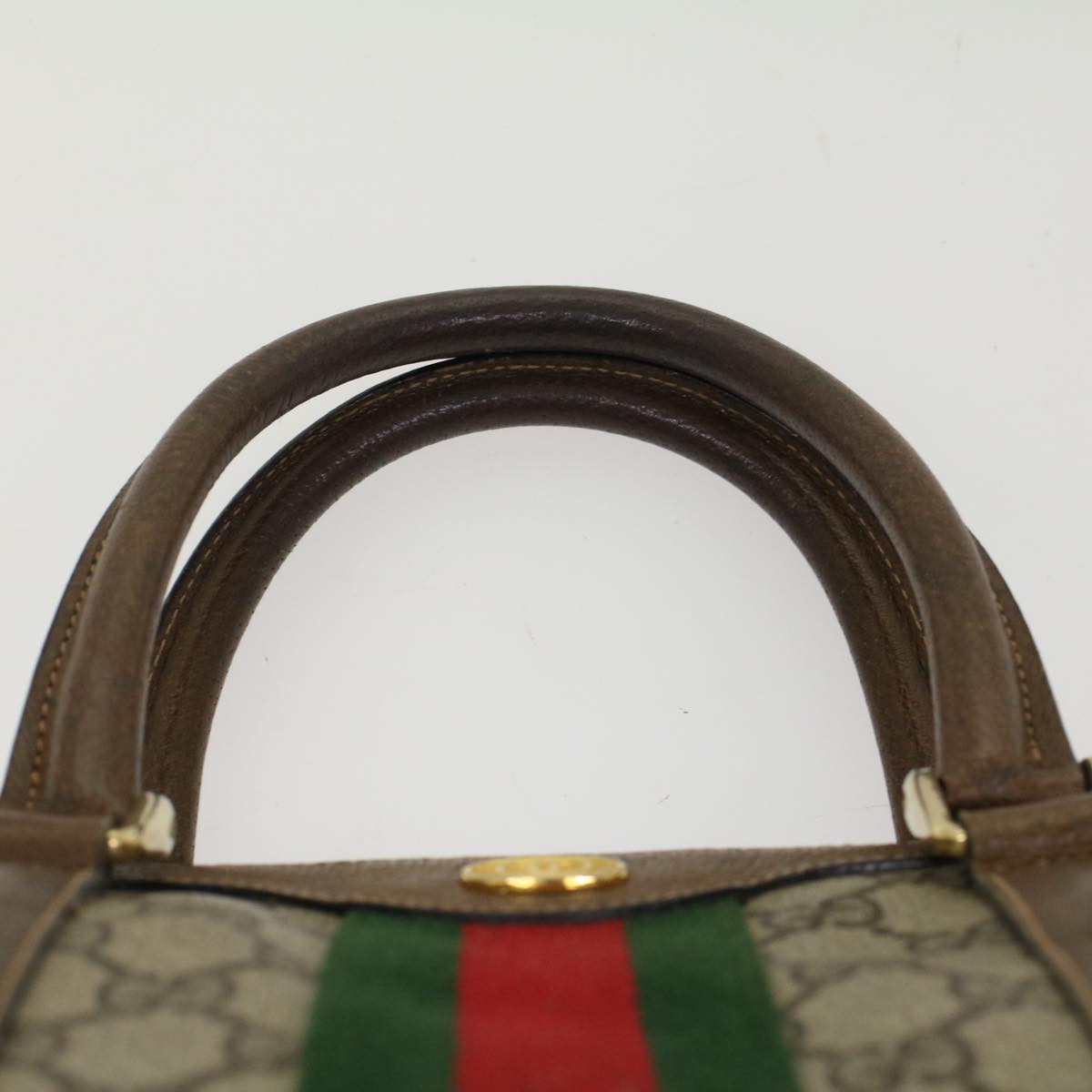 GUCCI GG Canvas Web Sherry Line Hand Bag Beige Red Green 012.3842.58 ki3250