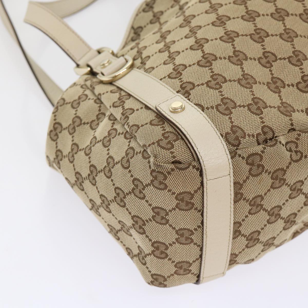 GUCCI GG Canvas Abbey Tote Bag Leather Beige 130736 ki3253