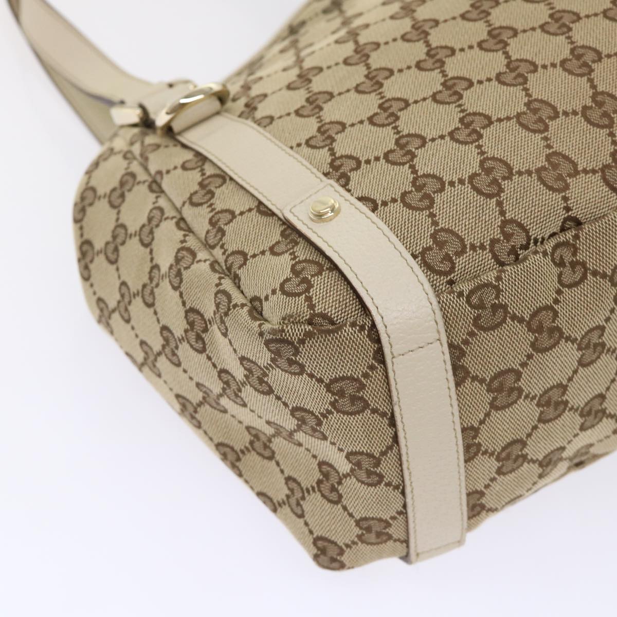 GUCCI GG Canvas Abbey Tote Bag Leather Beige 130736 ki3253