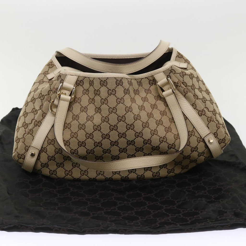 GUCCI GG Canvas Abbey Tote Bag Leather Beige 130736 ki3253