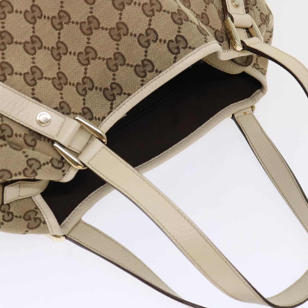 GUCCI GG Canvas Abbey Tote Bag Leather Beige 130736 ki3253