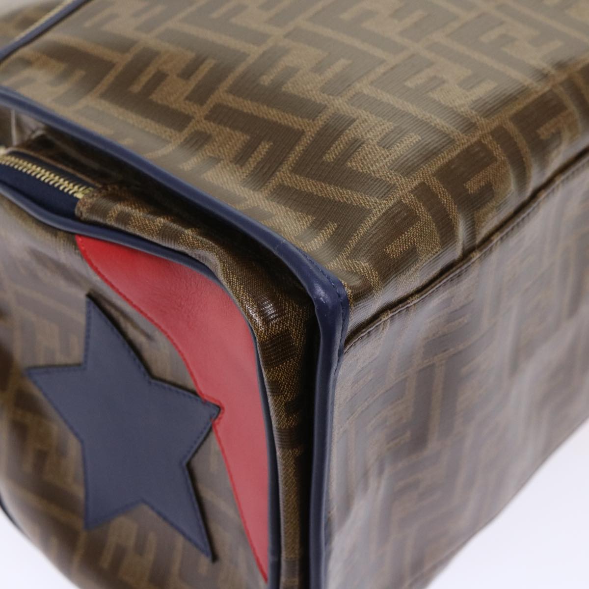 FENDI Zucca Canvas FILA Collaboration Peek A Boo Defender Bag Brown ki3280