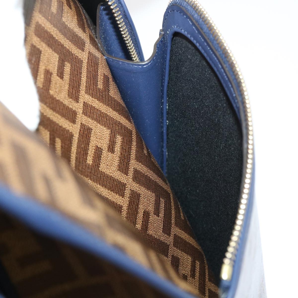 FENDI Zucca Canvas FILA Collaboration Peek A Boo Defender Bag Brown ki3280
