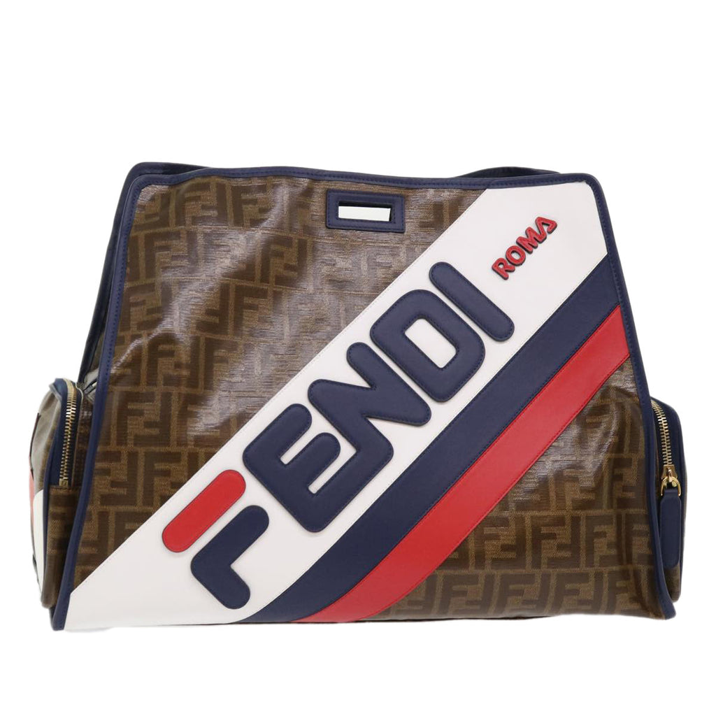FENDI Zucca Canvas FILA Collaboration Peek A Boo Defender Bag Brown ki3280