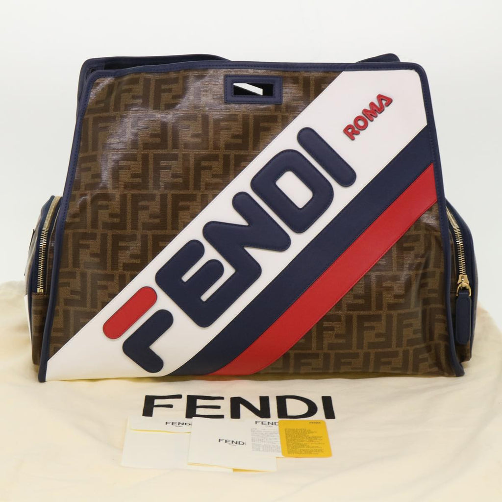 FENDI Zucca Canvas FILA Collaboration Peek A Boo Defender Bag Brown ki3280