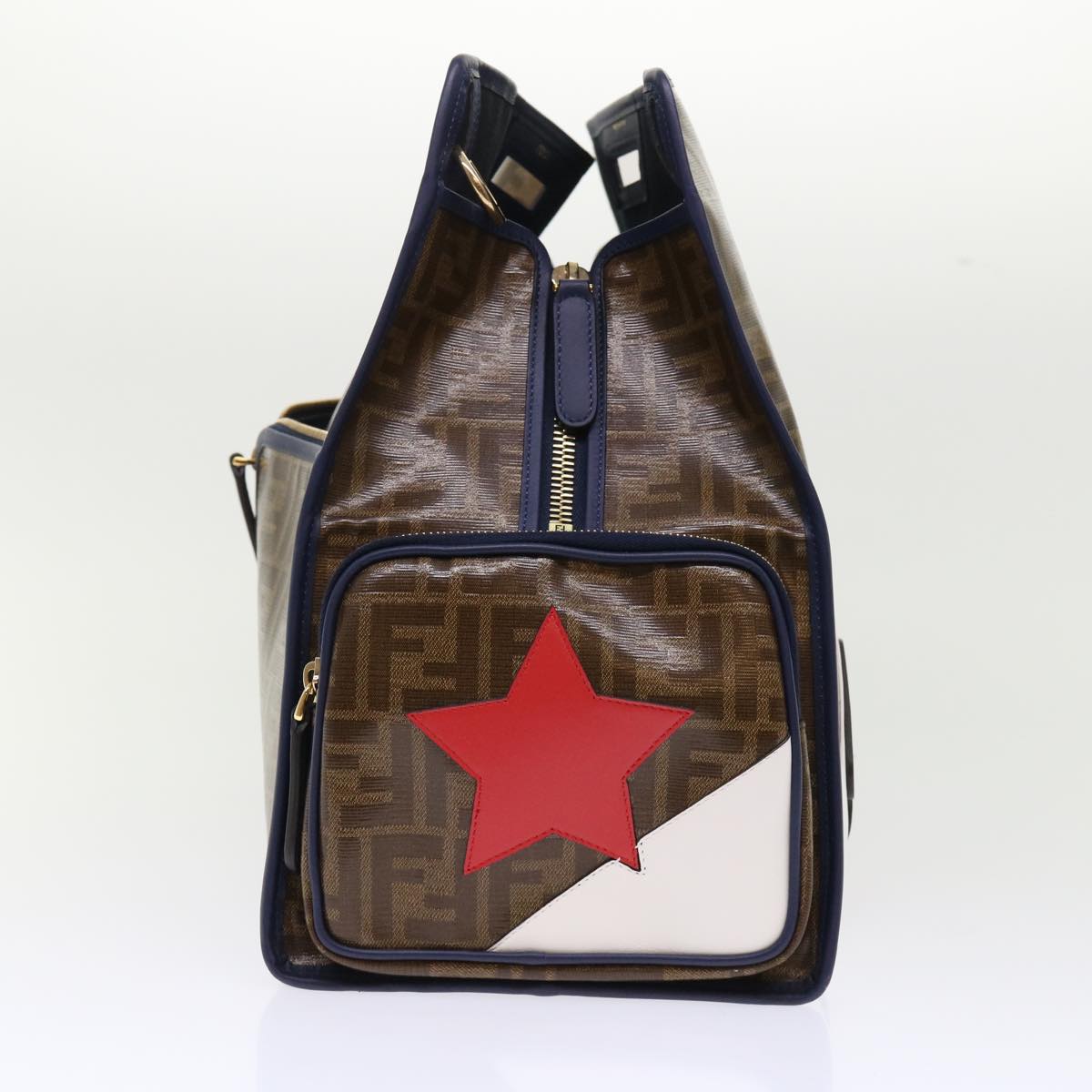 FENDI Zucca Canvas FILA Collaboration Peek A Boo Defender Bag Brown  ki3280