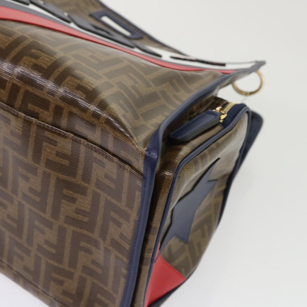 FENDI Zucca Canvas FILA Collaboration Peek A Boo Defender Bag Brown ki3280