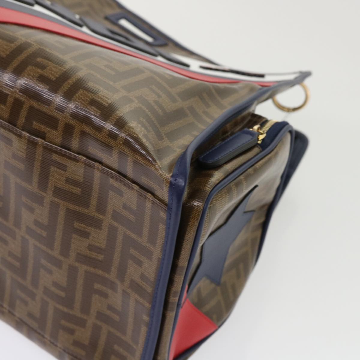 FENDI Zucca Canvas FILA Collaboration Peek A Boo Defender Bag Brown ki3280