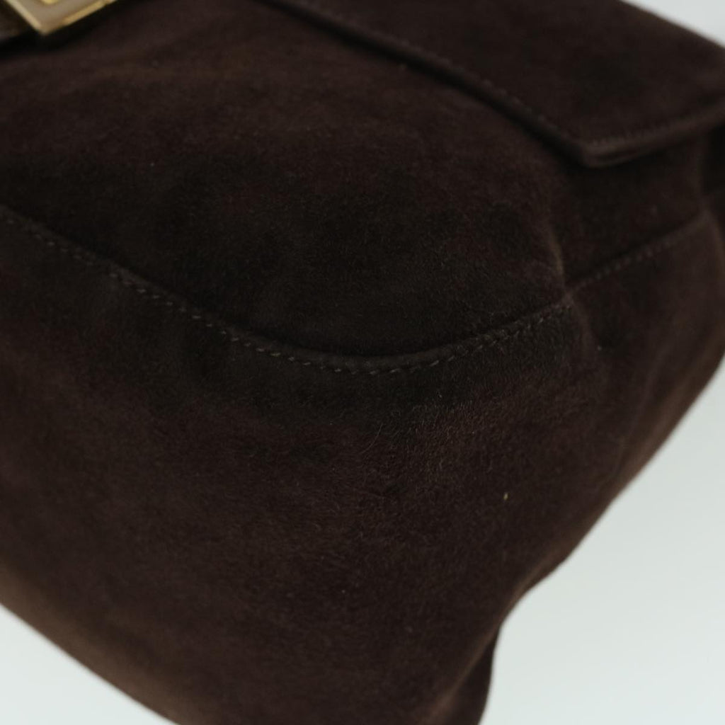FENDI Mamma Baguette Shoulder Bag Suede Brown ki3319