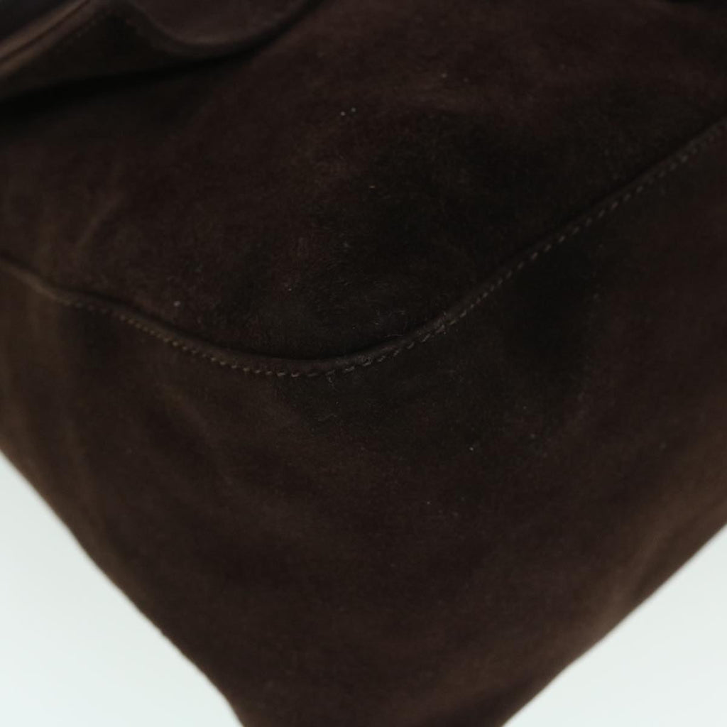 FENDI Mamma Baguette Shoulder Bag Suede Brown ki3319