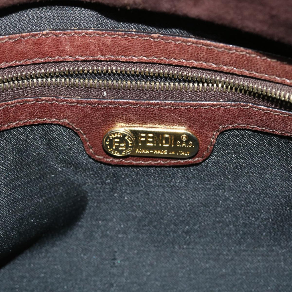 FENDI Mamma Baguette Shoulder Bag Suede Brown ki3319